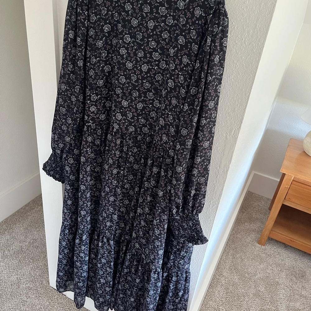 Madewell Black Floral Long Sleeve Dress - Picture 8 of 9